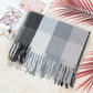 Classic Plaid Fringe Scarf Soft Cashmere Feel Winter Checked Wrap Shawls