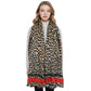 Classic Leopard Print Scarf Contrasting Stripes Lightweight Shawl Wrap Scarves