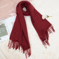 Winter Cashmere Feel Scarf Solid Color Classic Fringe Shawls Wrap Scarves for Evening Dresses