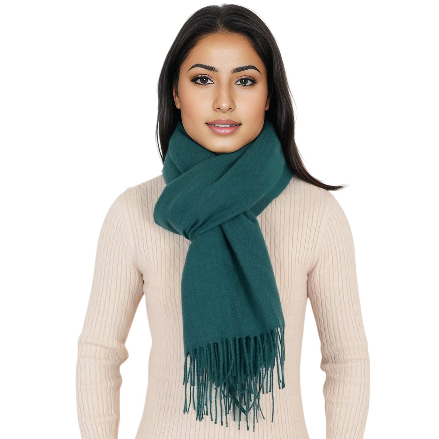 Winter Cashmere Feel Scarf Solid Color Classic Fringe Shawls Wrap Scarves for Evening Dresses