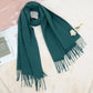 Winter Cashmere Feel Scarf Solid Color Classic Fringe Shawls Wrap Scarves for Evening Dresses