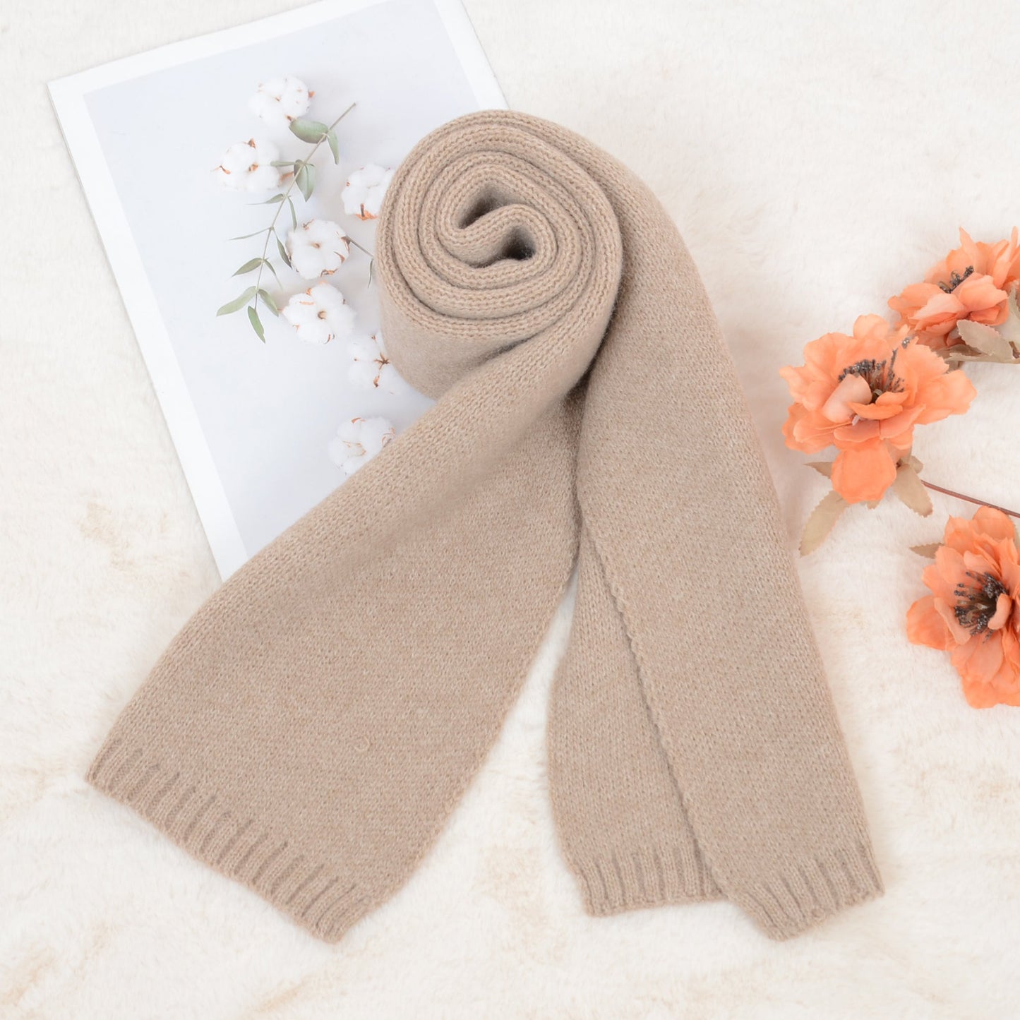 Solid Color Knitted Scarf Winter Neck Warm Wrap Stylish Cold Weather Accessory for Women