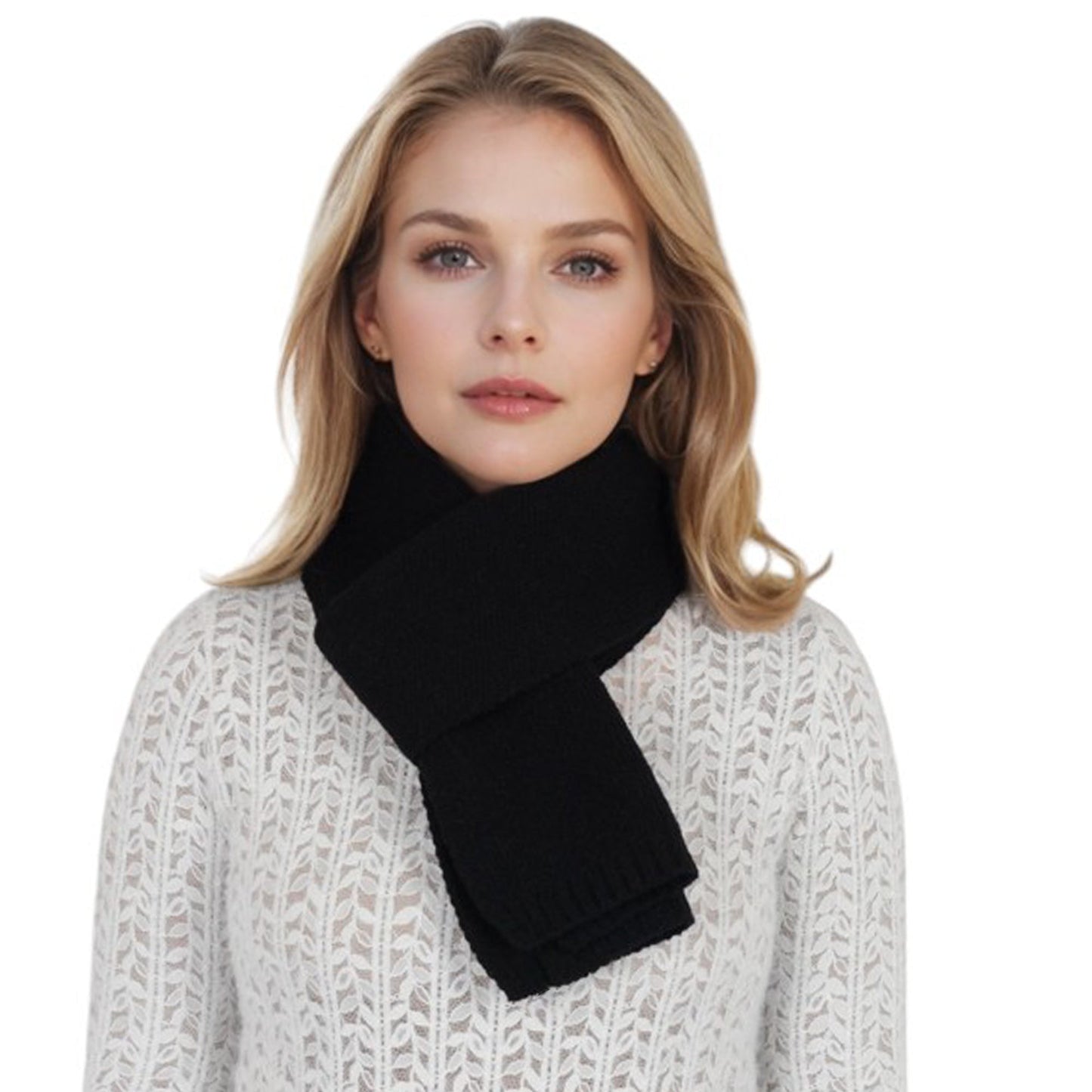 Solid Color Knitted Scarf Winter Neck Warm Wrap Stylish Cold Weather Accessory for Women