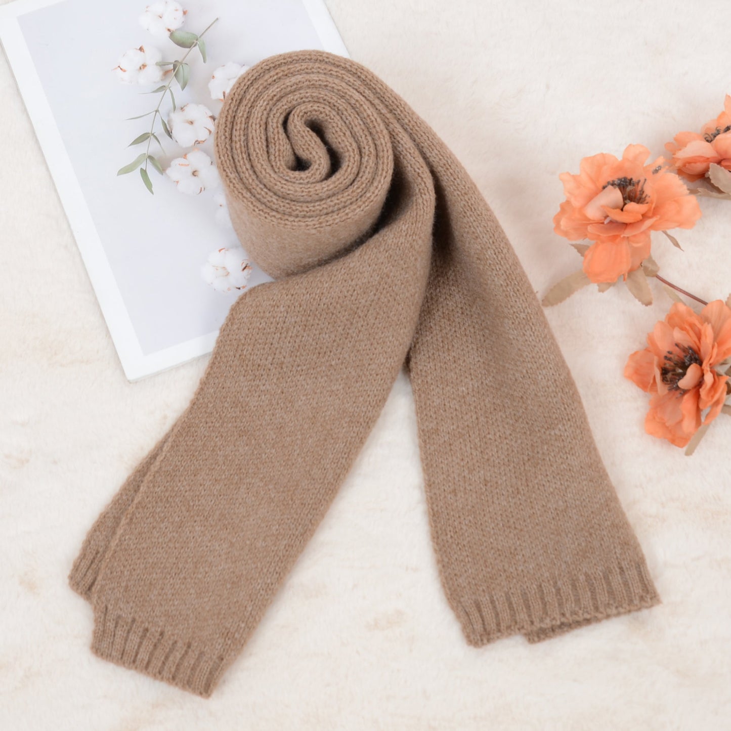 Solid Color Knitted Scarf Winter Neck Warm Wrap Stylish Cold Weather Accessory for Women