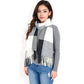 Oversized Plaid Blanket Scarf with Fringe Trim and Soft Textured Fabric