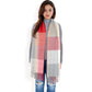 Oversized Plaid Blanket Scarf with Fringe Trim and Soft Textured Fabric