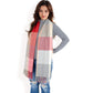 Oversized Plaid Blanket Scarf with Fringe Trim and Soft Textured Fabric