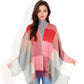 Oversized Plaid Blanket Scarf with Fringe Trim and Soft Textured Fabric