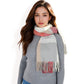 Oversized Plaid Blanket Scarf with Fringe Trim and Soft Textured Fabric