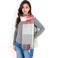 Oversized Plaid Blanket Scarf with Fringe Trim and Soft Textured Fabric