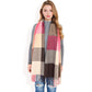 Oversized Plaid Blanket Scarf with Fringe Trim and Soft Textured Fabric