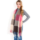 Oversized Plaid Blanket Scarf with Fringe Trim and Soft Textured Fabric