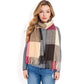 Oversized Plaid Blanket Scarf with Fringe Trim and Soft Textured Fabric