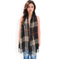 Plaid Pattern Scarf with Fringed Edges and Soft Lightweight Material for Year-Round Use