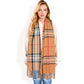 Plaid Pattern Scarf with Fringed Edges and Soft Lightweight Material for Year-Round Use