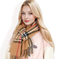 Plaid Pattern Scarf with Fringed Edges and Soft Lightweight Material for Year-Round Use