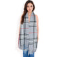Plaid Pattern Scarf with Fringed Edges and Soft Lightweight Material for Year-Round Use