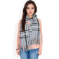 Plaid Pattern Scarf with Fringed Edges and Soft Lightweight Material for Year-Round Use