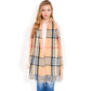 Plaid Pattern Scarf with Fringed Edges and Soft Lightweight Material for Year-Round Use