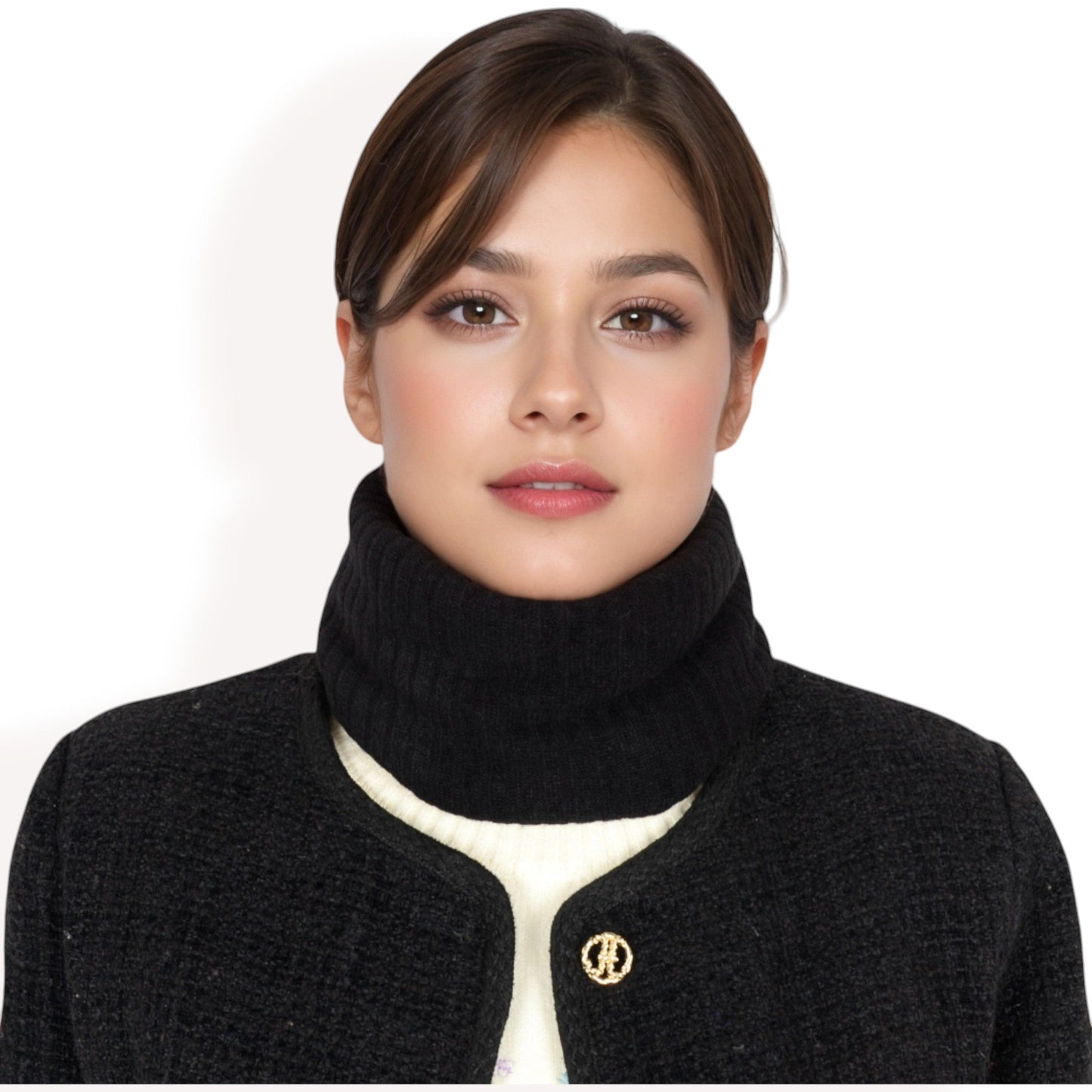 Ribbed Knit Neck Warmer with Fleece Lining for Winter Warmth and Comfort