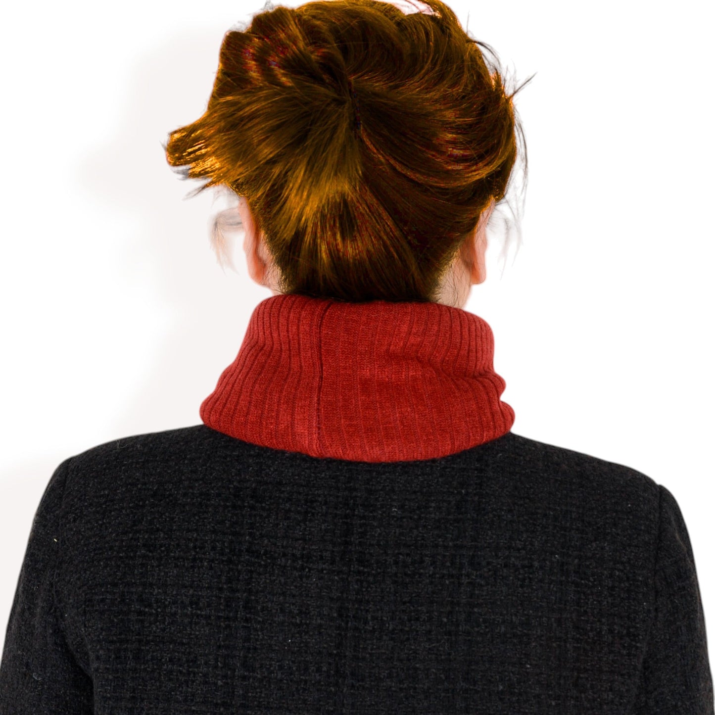 Ribbed Knit Neck Warmer with Fleece Lining for Winter Warmth and Comfort