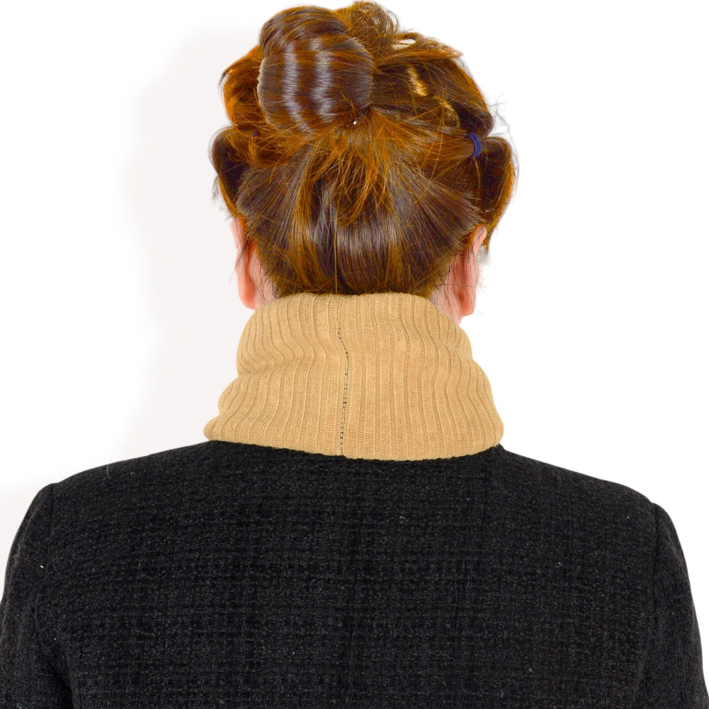 Ribbed Knit Neck Warmer with Fleece Lining for Winter Warmth and Comfort