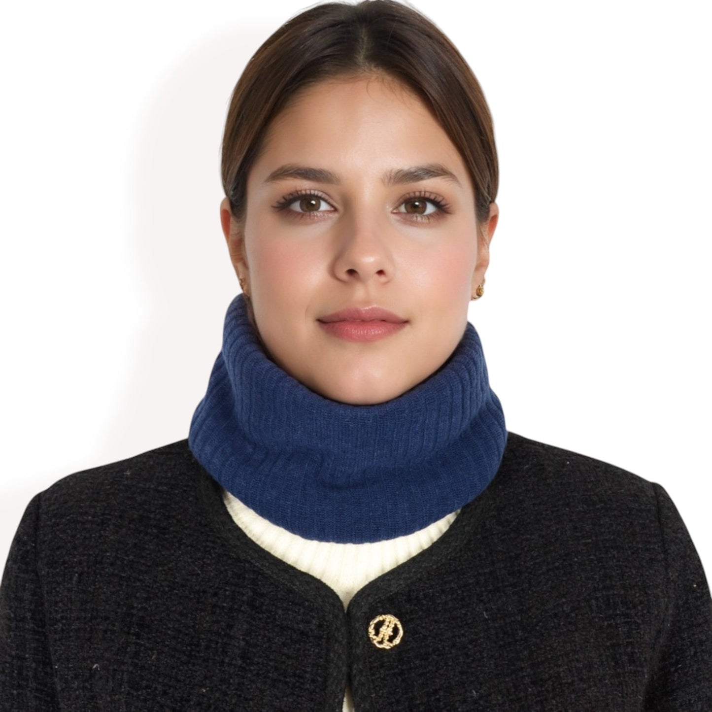 Ribbed Knit Neck Warmer with Fleece Lining for Winter Warmth and Comfort