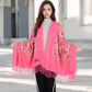 Floral Mandala Embroidered Scarf with Fringed Edges and Lightweight Fabric