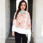 Floral Mandala Embroidered Scarf with Fringed Edges and Lightweight Fabric