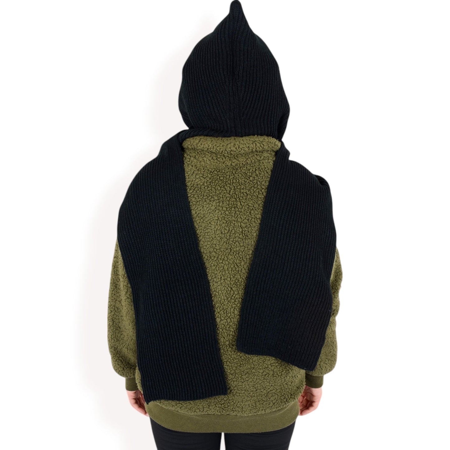 Knitted Hooded Scarf with Versatile Design and Warm Ribbed Texture for Stylish Comfort and Winter Protection