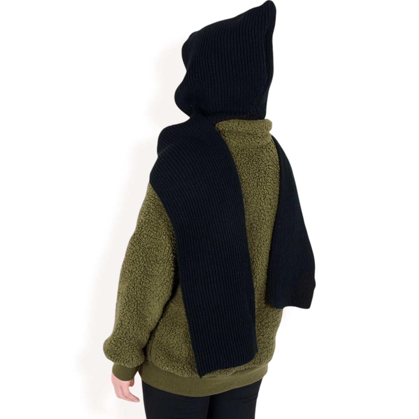 Knitted Hooded Scarf with Versatile Design and Warm Ribbed Texture for Stylish Comfort and Winter Protection