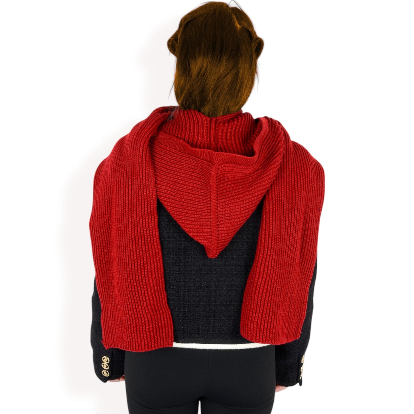 Knitted Hooded Scarf with Versatile Design and Warm Ribbed Texture for Stylish Comfort and Winter Protection