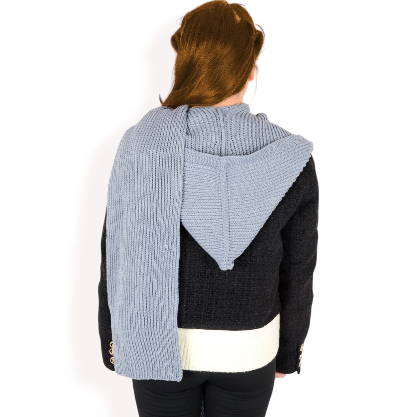 Knitted Hooded Scarf with Versatile Design and Warm Ribbed Texture for Stylish Comfort and Winter Protection