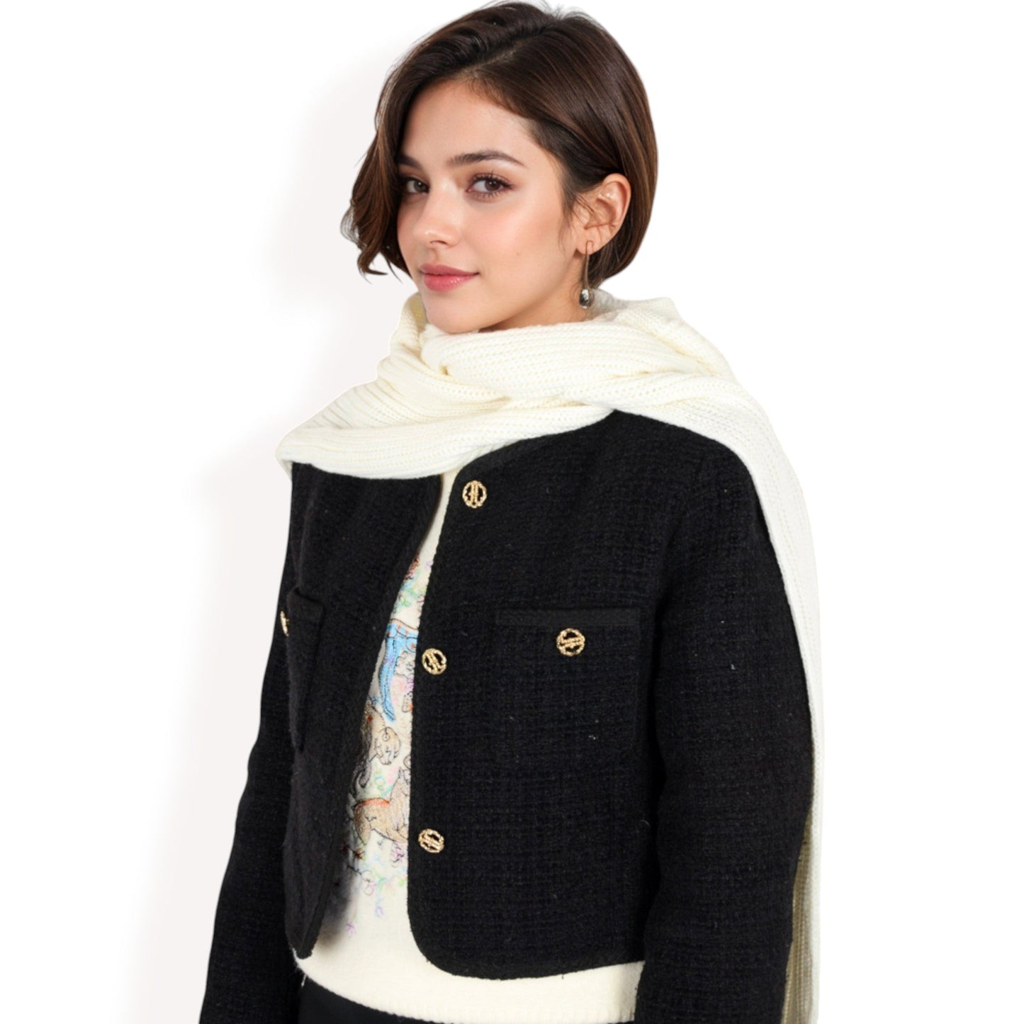 Knitted Hooded Scarf with Versatile Design and Warm Ribbed Texture for Stylish Comfort and Winter Protection