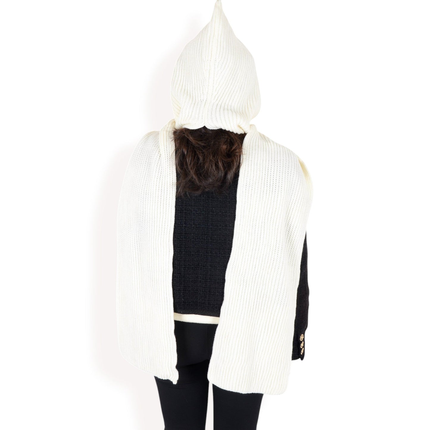 Knitted Hooded Scarf with Versatile Design and Warm Ribbed Texture for Stylish Comfort and Winter Protection