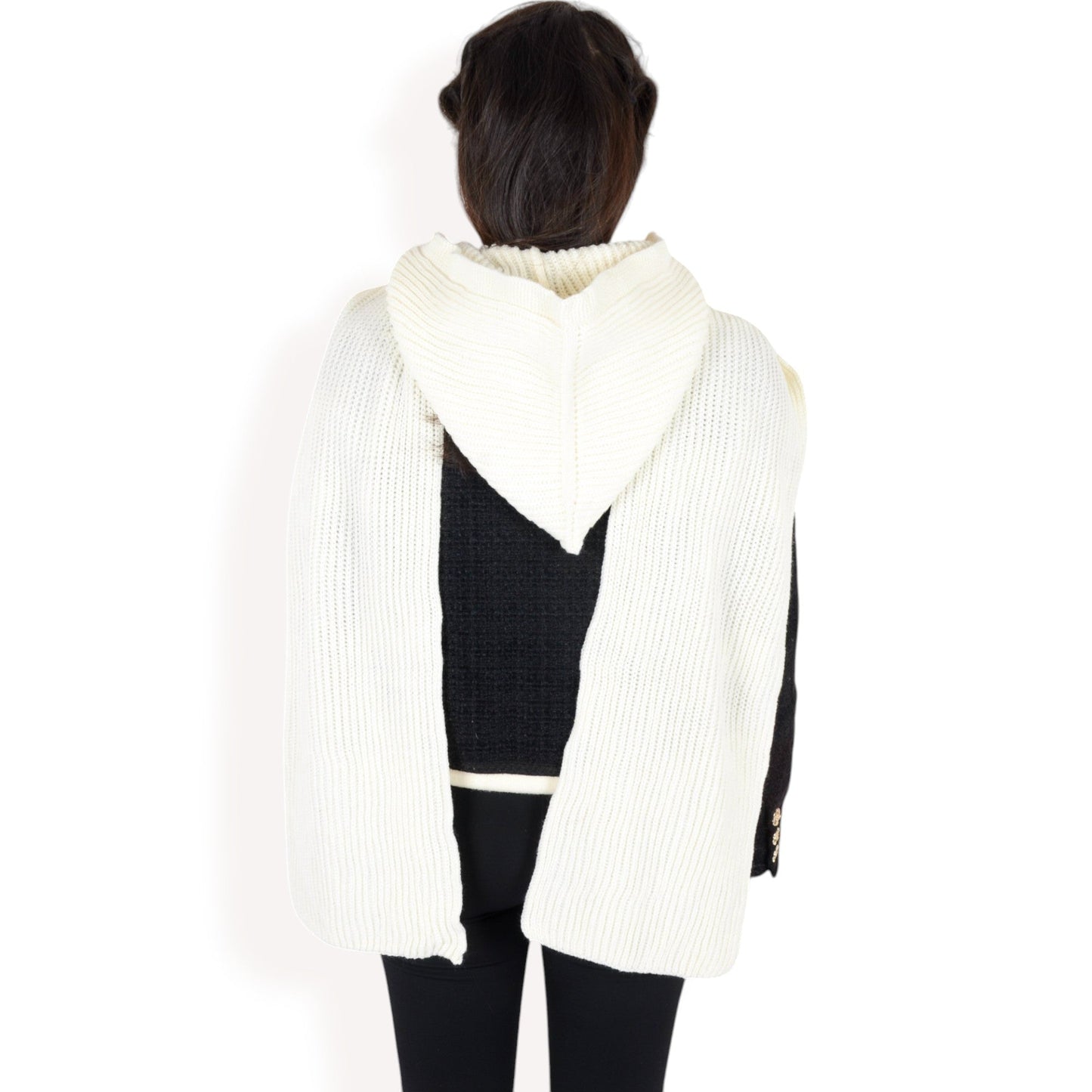 Knitted Hooded Scarf with Versatile Design and Warm Ribbed Texture for Stylish Comfort and Winter Protection