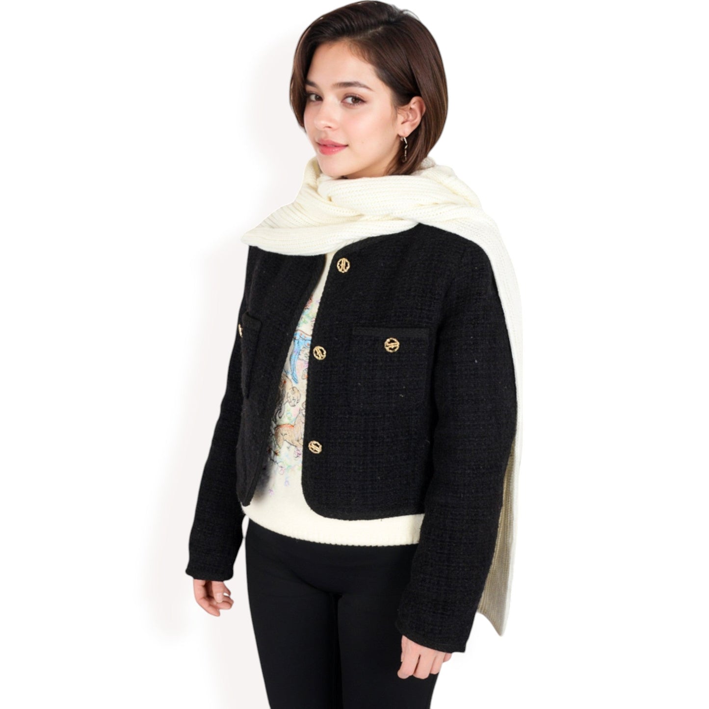 Knitted Hooded Scarf with Versatile Design and Warm Ribbed Texture for Stylish Comfort and Winter Protection