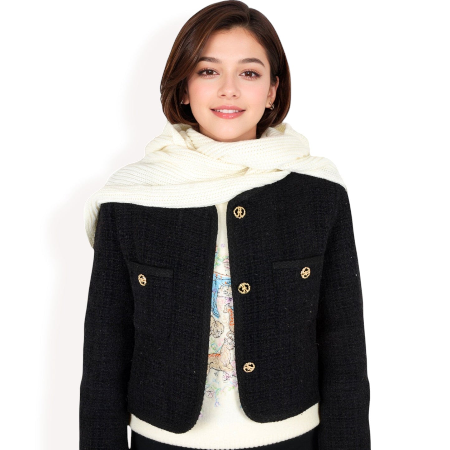 Knitted Hooded Scarf with Versatile Design and Warm Ribbed Texture for Stylish Comfort and Winter Protection