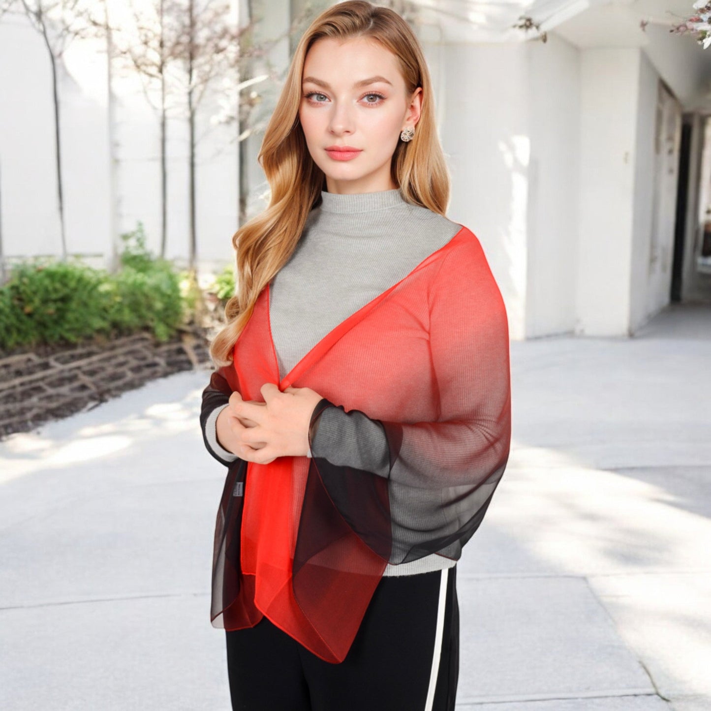 Lightweight Gradient Chiffon Scarves with Flowing Ruffled Edges in Vibrant Multi-Color Designs