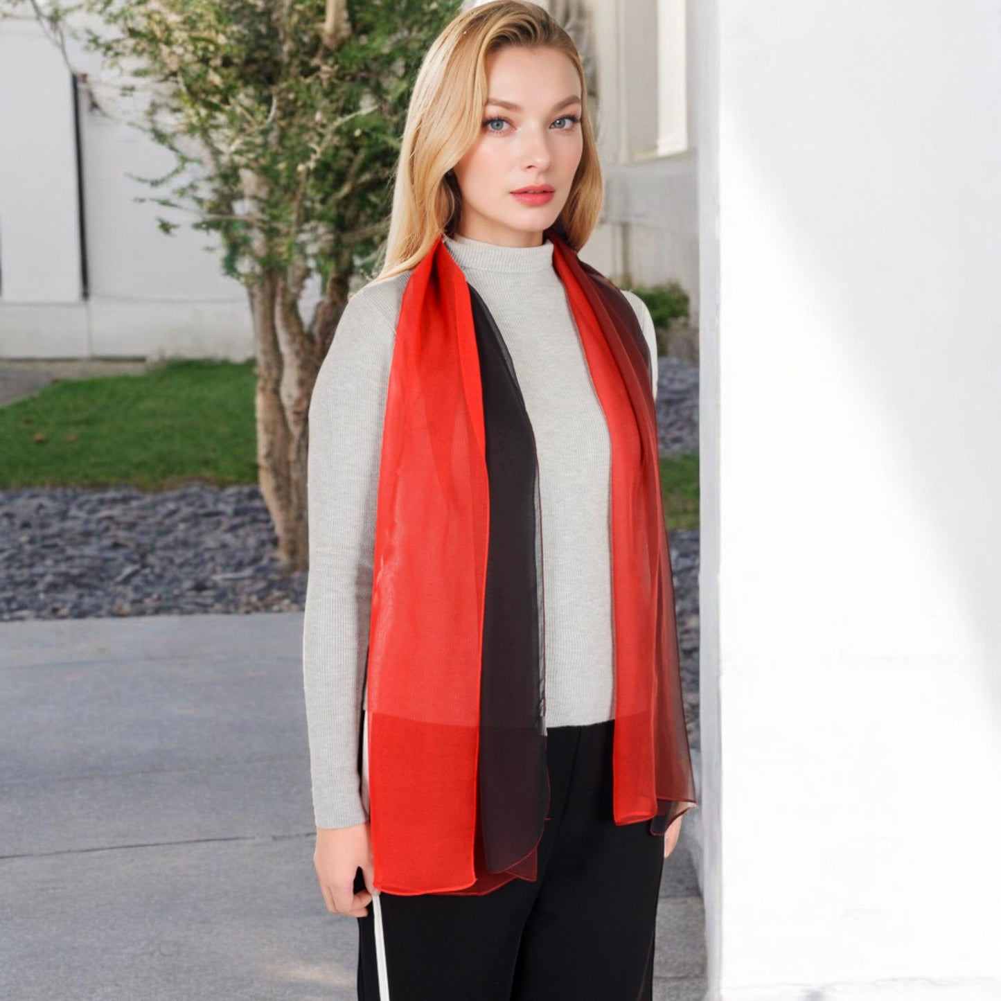 Lightweight Gradient Chiffon Scarves with Flowing Ruffled Edges in Vibrant Multi-Color Designs