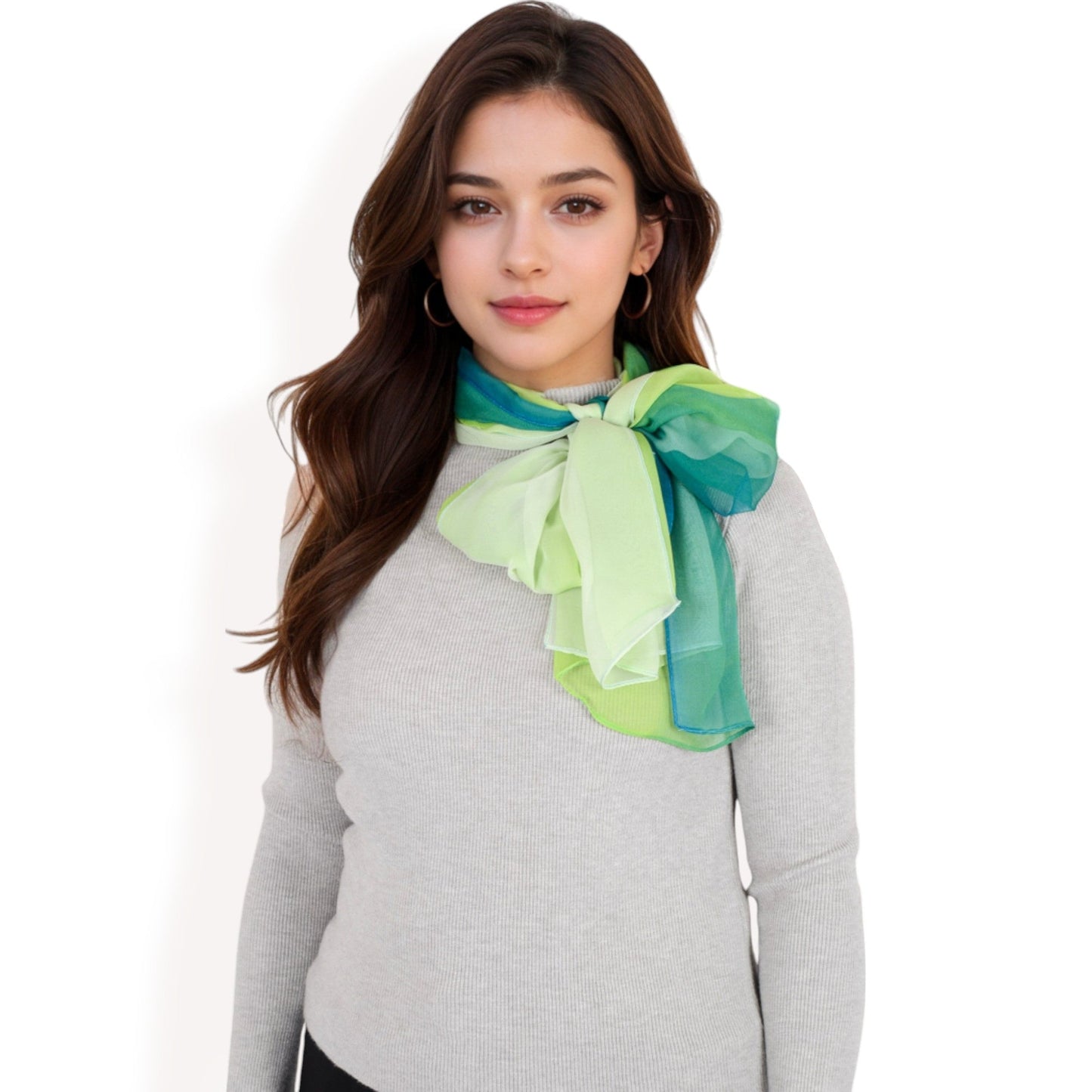 Lightweight Gradient Chiffon Scarves with Flowing Ruffled Edges in Vibrant Multi-Color Designs