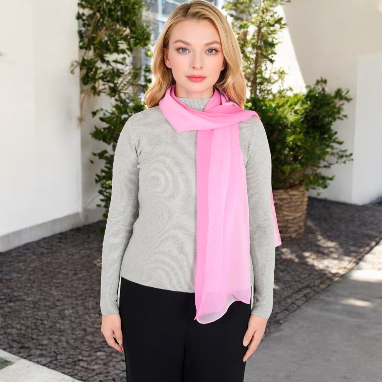 Lightweight Gradient Chiffon Scarves with Flowing Ruffled Edges in Vibrant Multi-Color Designs