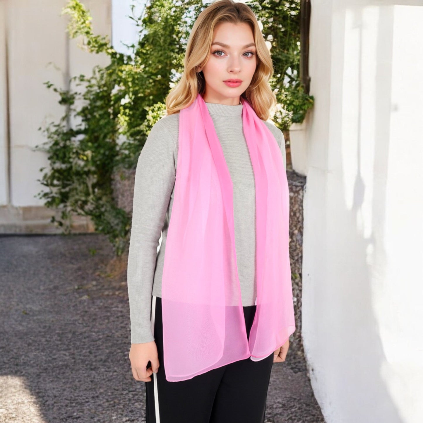 Lightweight Gradient Chiffon Scarves with Flowing Ruffled Edges in Vibrant Multi-Color Designs