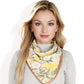 Floral Printed Satin Square Scarves with Elegant Patterns and Contrast Borders for Chic and Versatile Styling