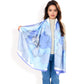 Elegant Floral Satin Scarf with Vibrant Blue and Lavender Tones for Chic and Versatile Styling