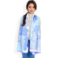 Elegant Floral Satin Scarf with Vibrant Blue and Lavender Tones for Chic and Versatile Styling