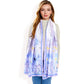 Elegant Floral Satin Scarf with Vibrant Blue and Lavender Tones for Chic and Versatile Styling