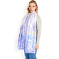 Elegant Floral Satin Scarf with Vibrant Blue and Lavender Tones for Chic and Versatile Styling