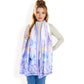 Elegant Floral Satin Scarf with Vibrant Blue and Lavender Tones for Chic and Versatile Styling