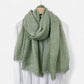 Lightweight Crinkled Wrap Scarf with Delicate Lace Trim Edges